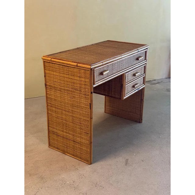 Mid-Century Modern Bamboo and Rattan Desk, 1970s For Sale - Image 6 of 13