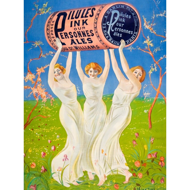 Art Nouveau wall art print reproduction of Pink Pills for Pale People (1910) by Leonetto Cappiello, featuring three...
