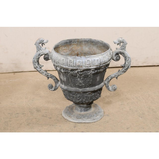 18th Century French Pair Lead Urn Planters For Sale - Image 4 of 12