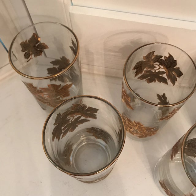 Golden Leaf Cocktail Glasses - Set of 6 For Sale - Image 4 of 12