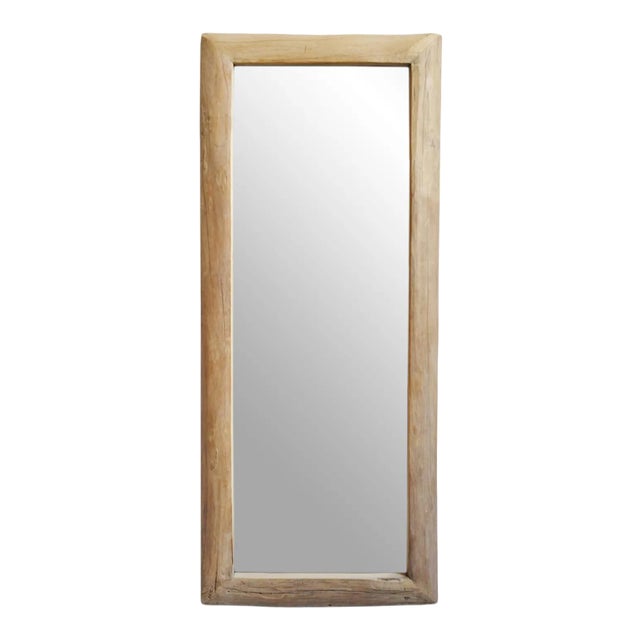 Simple Vintage Rustic Elm Wood Mirror For Sale