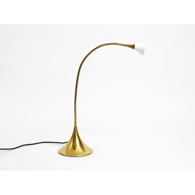 Postmodern Brass Halogen Table Lamp by Florian Schulz Model Esa with Gooseneck, 1980s For Sale - Image 3 of 18