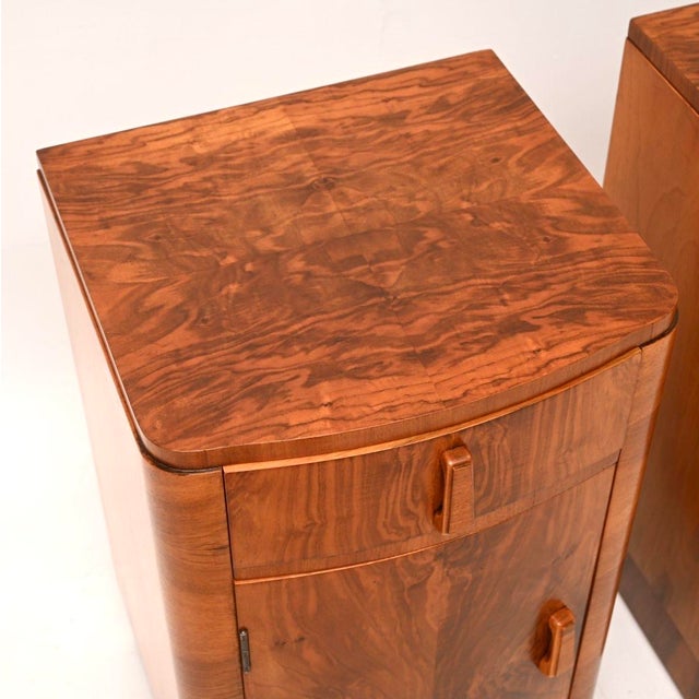 Wood Art Deco Walnut Bedside Cabinets, 1930, Set of 2 For Sale - Image 7 of 11