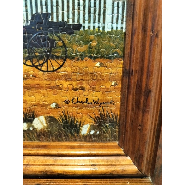 Wood Vintage Framed Charles Wysocki Americana Puzzle Cape Cod Style House For Sale - Image 7 of 8