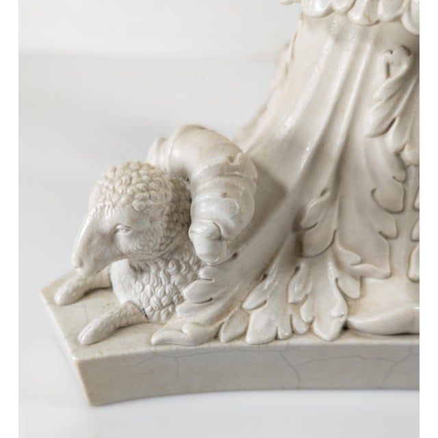 19th Century Off White Centerpiece Floral Bowl With Sheep For Sale - Image 10 of 12