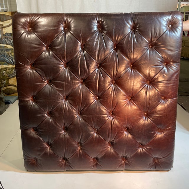 Tufted Leather and Hide Oversized Ottoman For Sale - Image 6 of 6