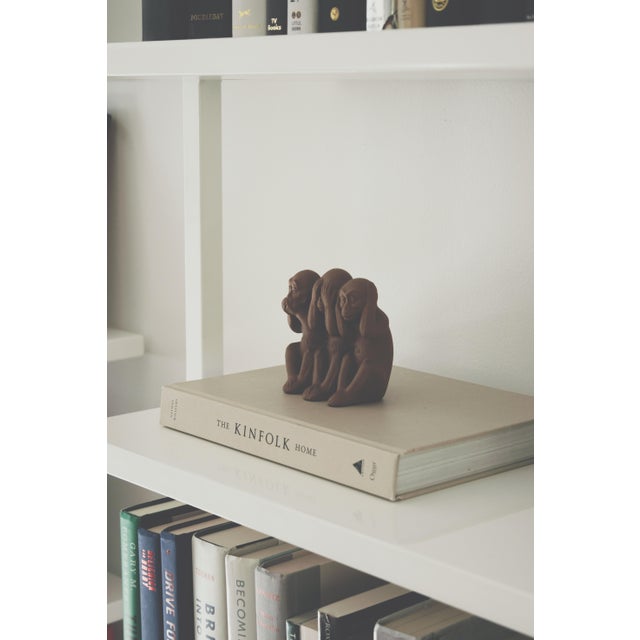 Mid Century Modern 1950s Speak No See No Hear No Evil Matte Ceramic Monkeys Max Heinz Karlsruher Majolika For Sale - Image 9 of 13