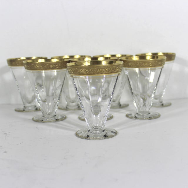 Vintage Minton by Tiffin Franciscan Juice Glasses With Gold Rim- Set of 8 For Sale - Image 4 of 9