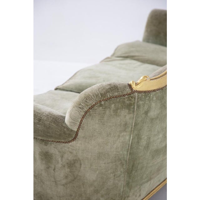Vintage Italian Gilded Woold and Velvet Sofa For Sale - Image 3 of 14