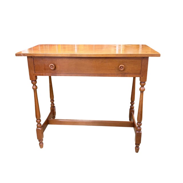 Vintage 1960s American Colonial Solid Cherry Wood Tavern /Writing Desk For Sale - Image 9 of 10