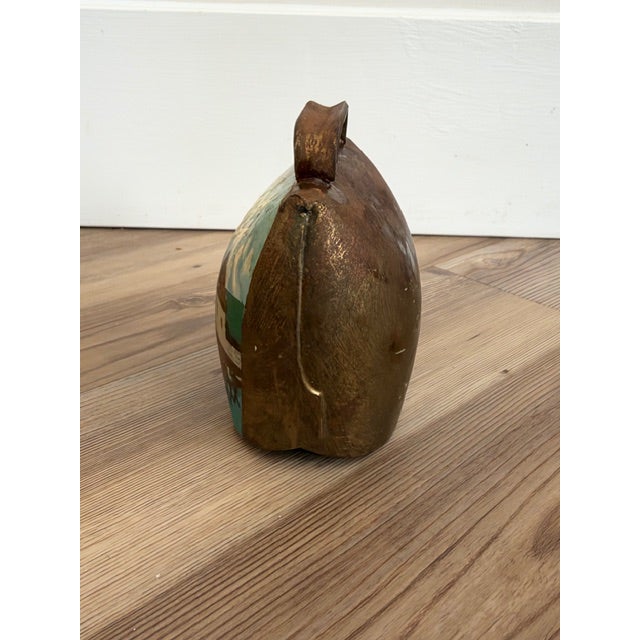 Vintage Hand-Painted Brass or Metal Cowbell Souvenir For Sale - Image 4 of 10