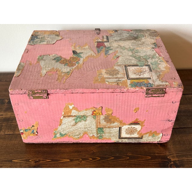 Antique Pink Wooden Box For Sale - Image 4 of 10