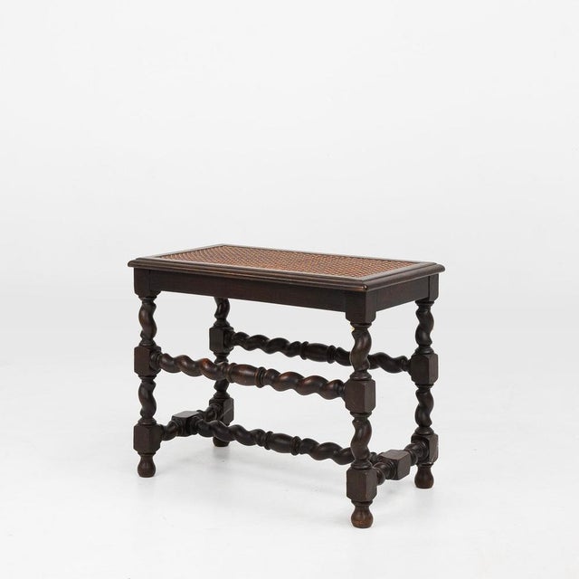 French Wooden Stool with Rattan Top, 1880s For Sale - Image 13 of 13