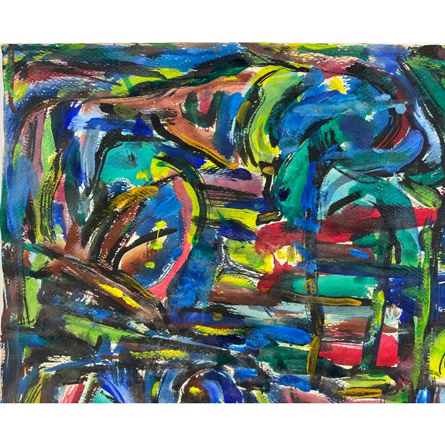 1950s Abstract Expressionist Bay Area Fauvist Oil on Paper by Honora Berg Berkeley 1959 For Sale - Image 5 of 8