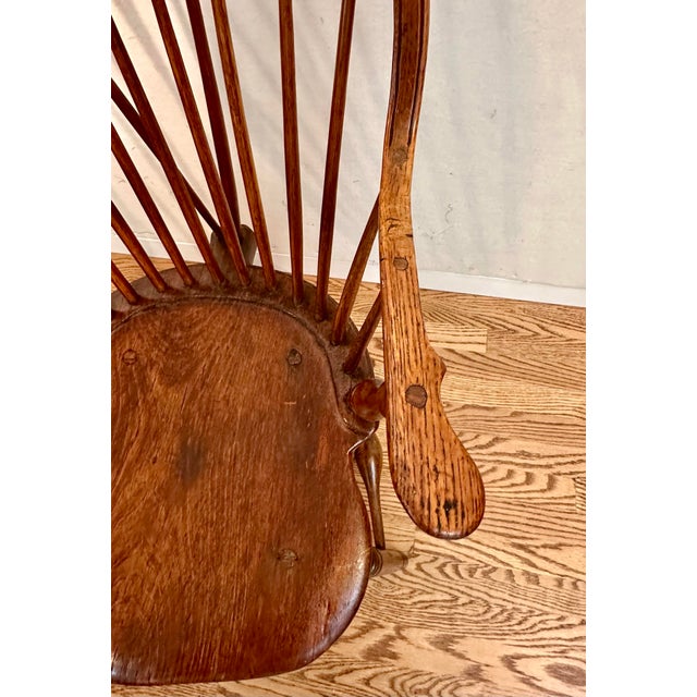 Brown Rare Antique Continuous-Arm John Sprosen Windsor Chair C. 1790 For Sale - Image 8 of 10