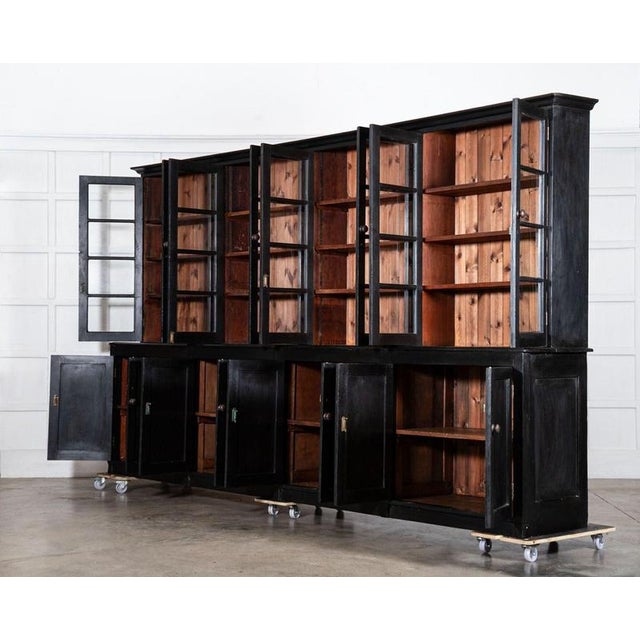 English Ebonised Pine Glazed Dresser, 1920 For Sale - Image 6 of 18