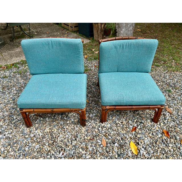 Mid-Century Modern Rattan Living Room Set attributed to Alberto Smania, 1970s, Set of 4 For Sale - Image 3 of 12