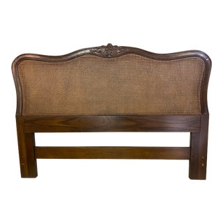 20th Century French Provincial Queen Cane and Oak Headboard For Sale