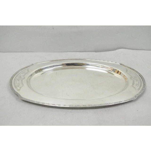 Benedict Silver Co. Vintage Victorian Benedict Hammer Craft 302 Silver Plated Harvest Serving Tray For Sale - Image 4 of 11