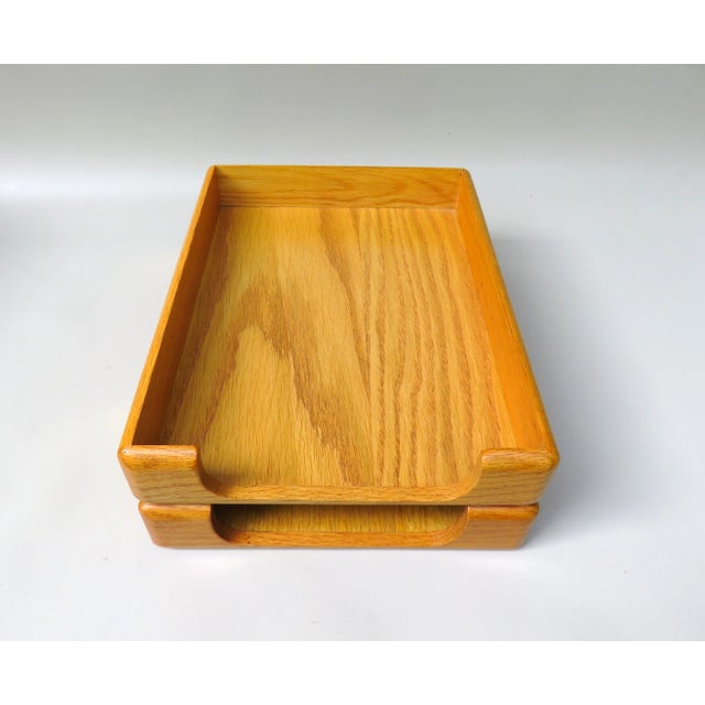 A document tray, filing box for din a4, 2-fold, from the 60s made of beech wood in the combination with brass. a very nice...