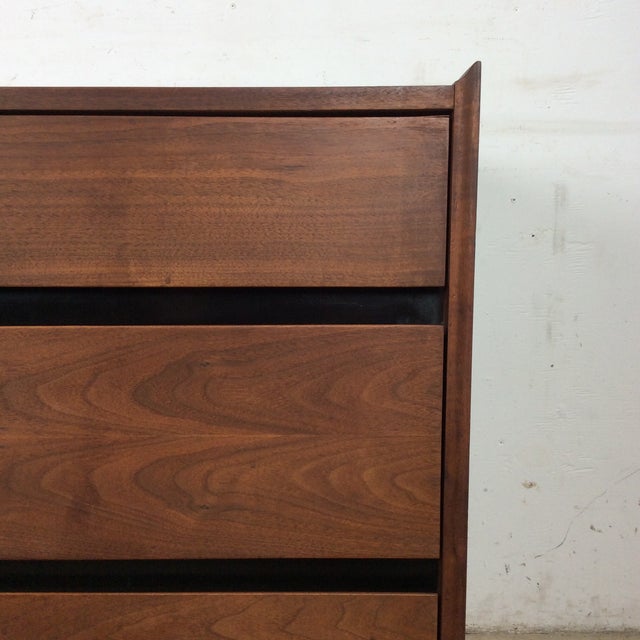 Mid Century Modern Six Drawer Walnut Lowboy Dresser For Sale - Image 11 of 17