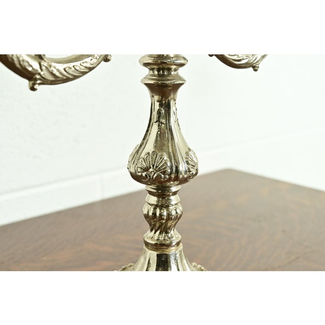 Silver Tiffany & Co. Style Antique Victorian Silverplate Three-Light Candelabra For Sale - Image 8 of 12