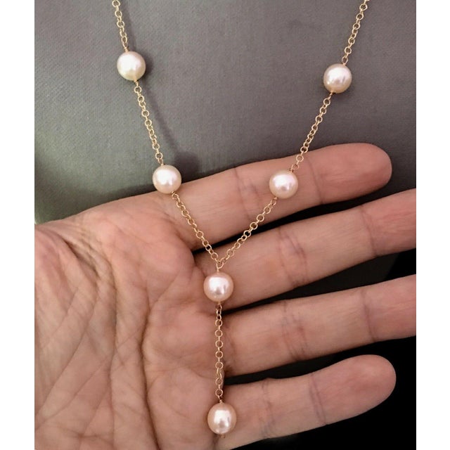 Akoya Pearl Necklace 14 Karat Gold Large Italy Certified For Sale - Image 4 of 8