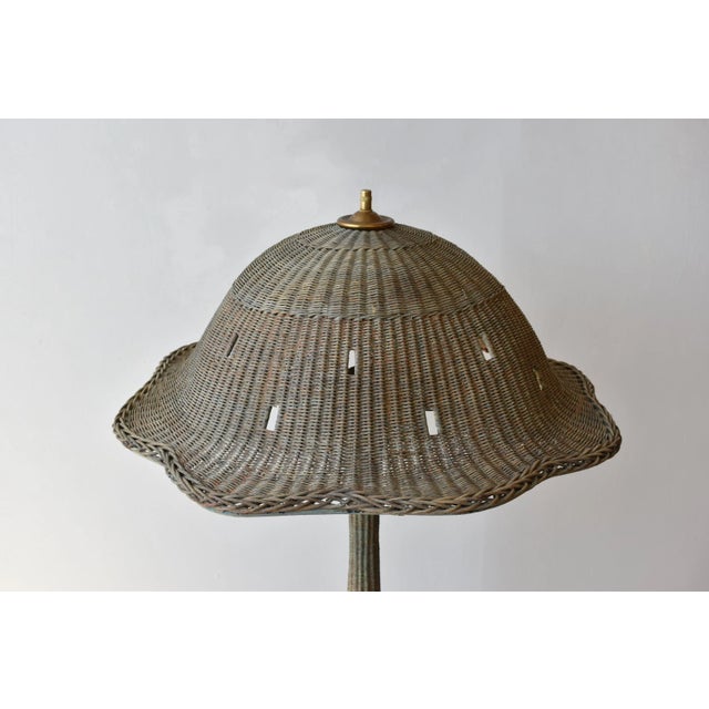 Antique Large-Scale Painted Wicker Mushroom Style Floor Lamp, Circa 1910s-20s For Sale - Image 4 of 18