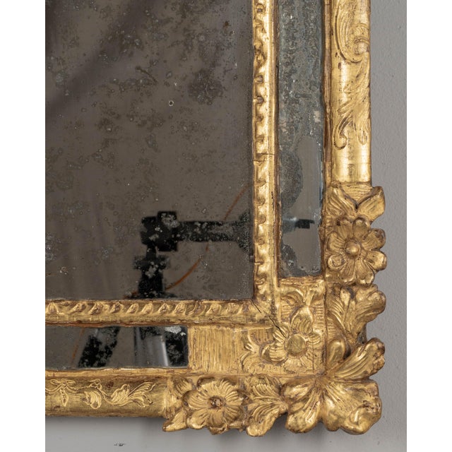 Gold 18th Century French Regence Gilded Parclose Mirror For Sale - Image 8 of 10