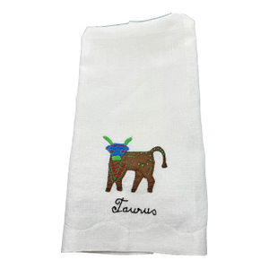 Vintage Hand Embroidered Taurus Madeira Fingertip Towel