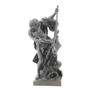 Jacques Bousseau (1681–1740) Bronze “Ulysses Stringing the Bow” – Signed, 19.8 Lbs, c.1900