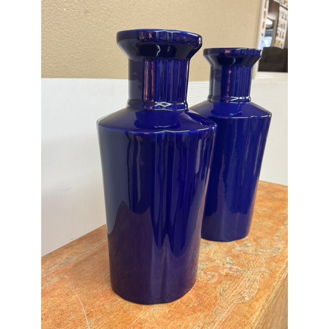 2010s Martino Interiors Glazed Ceramic Bottle Vases, Pair For Sale - Image 5 of 12