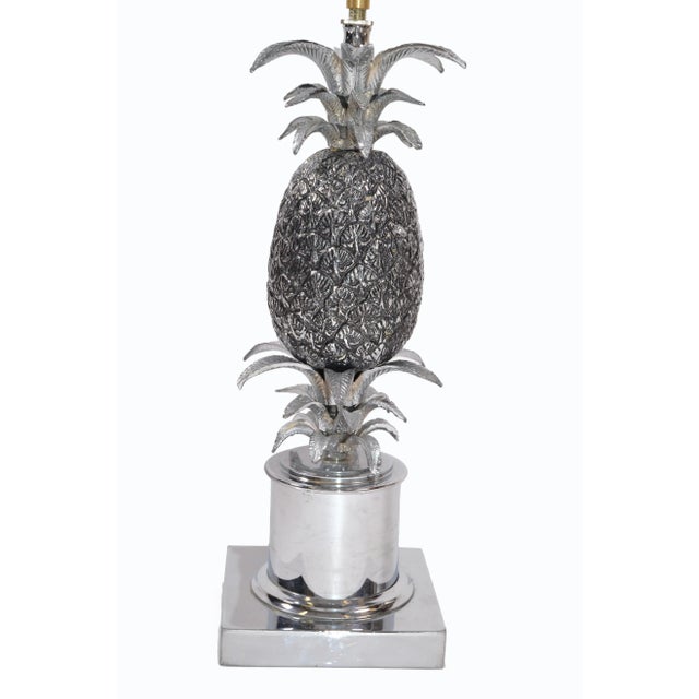 Maison Charles Chrome & Nickel Pineapple Table Lamp French Provincial 1960s For Sale In Miami - Image 6 of 10