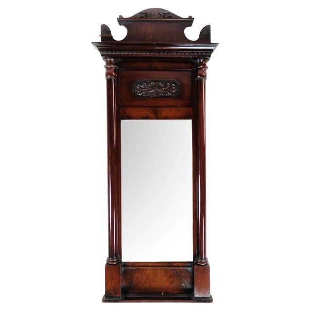Antique Empire Mahogany Mirror, 1840s For Sale