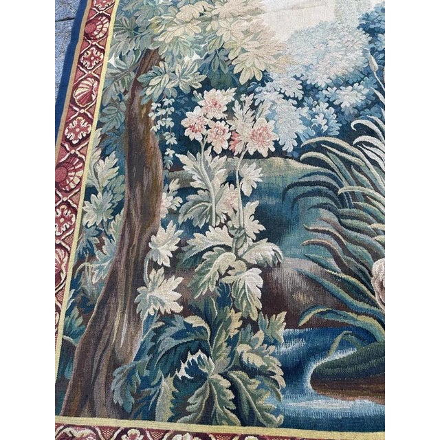 Large French Handwoven Tapestry with Swan from Aubusson, 1950s For Sale - Image 11 of 18