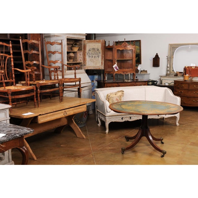 Early 20th Century English Turn of the Century Mahogany Tilt Top Center Table with Leather Top For Sale - Image 12 of 12
