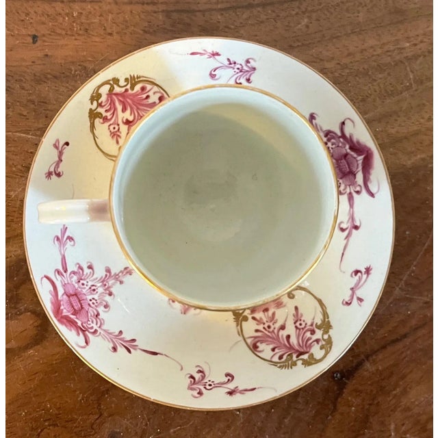 Antique 18th Century German Porcelain Puce Tea Cup & Saucer For Sale - Image 4 of 9