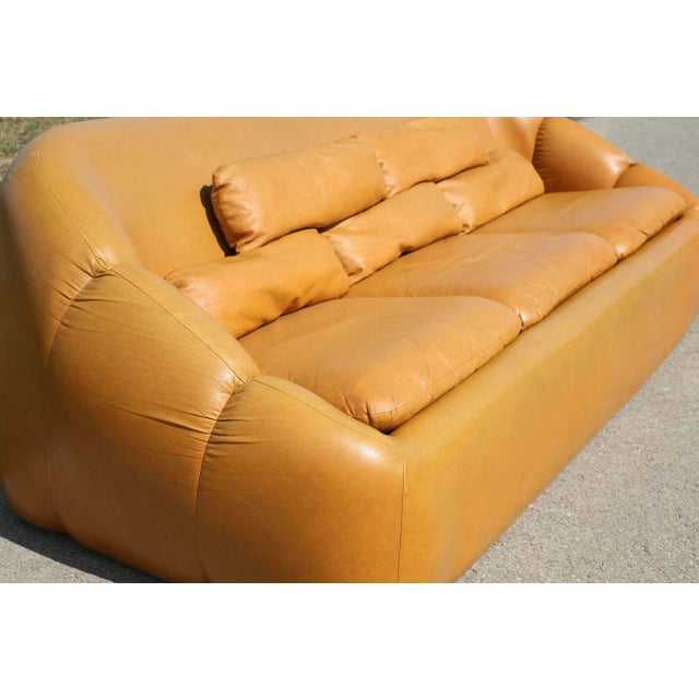 Space Age 3-Seater Sofa in Orange Imitation Leather, 1970s For Sale - Image 15 of 18