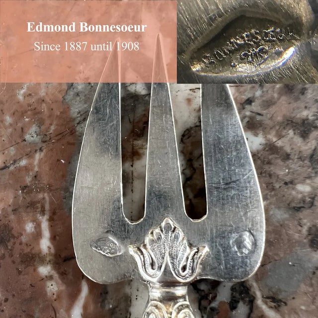 Louis XV Oyster Forks in Silver & Filled Silver, France, 1890s For Sale - Image 9 of 10