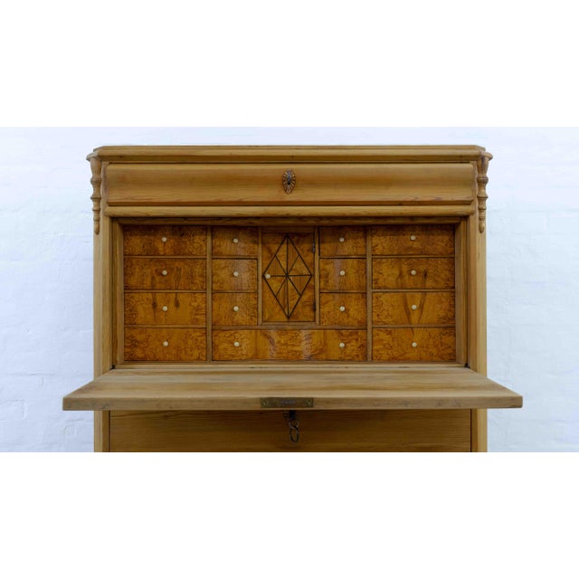 Antique Biedermeier Secretary in Softwood and Burlwood, 19th Century For Sale - Image 12 of 18