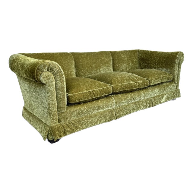 Vintage English Velvet Chesterfield Sofa For Sale