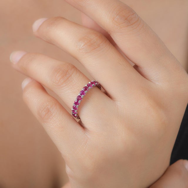 Not Yet Made - Made To Order 2.03 Carat Natural Ruby Eternity Band 14k Gold Ring Size 5.5 For Sale - Image 5 of 12