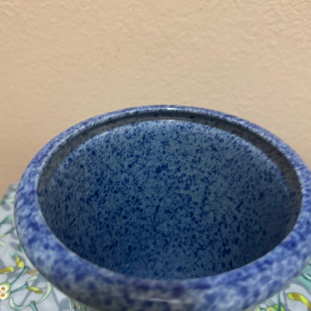 Robinson Ransbottom Pottery Co. Vintage Minimalist Flared Ceramic Vessel in Speckled Cobalt Blue Glaze For Sale - Image 4 of 7