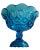 Vintage 1960's Blue L.E. Smith Moon & Stars Glass Pedestal Compote with flared and ruffled edges. Beautiful blue adds a...