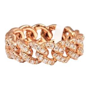 1.24 Ct Rose Gold Chain Link Diamond Band Size 6.5