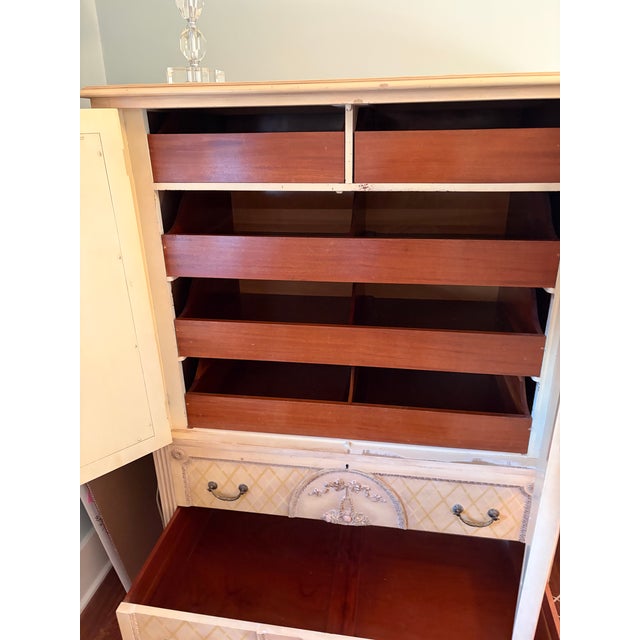 Vintage Royal Furniture Co. French Provincial Cane Armoire / Linen Press For Sale - Image 6 of 12