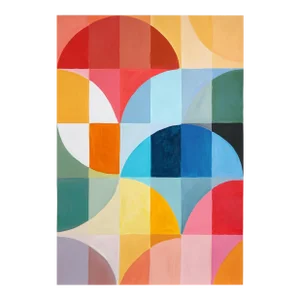2023, Abstract Geometric Bauhaus Pattern of "Summer Tulips", Acrylic on Watercolor Paper by Natalia Roman