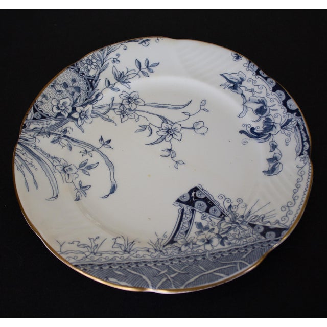 19th Century English Bone China Blue and White Tea Cup Set for Five - 15 pcs For Sale - Image 14 of 16