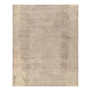 Distressed Style Abstract Rug in Beige-Brown & Gray Pattern by Rug & Kilim For Sale
