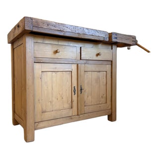 Wooden Workbench in Reclaimed Oak and Spruce For Sale